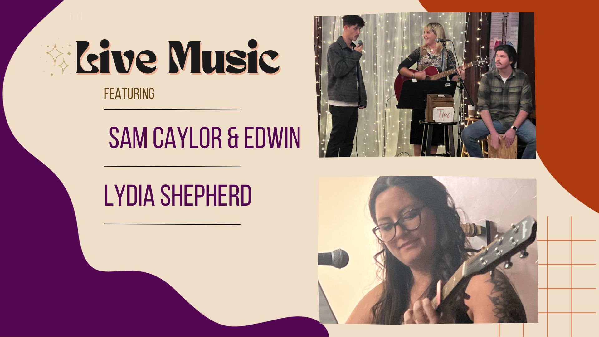 Live Music featuring Sam Caylor & Edwin and Lydia Shepherd