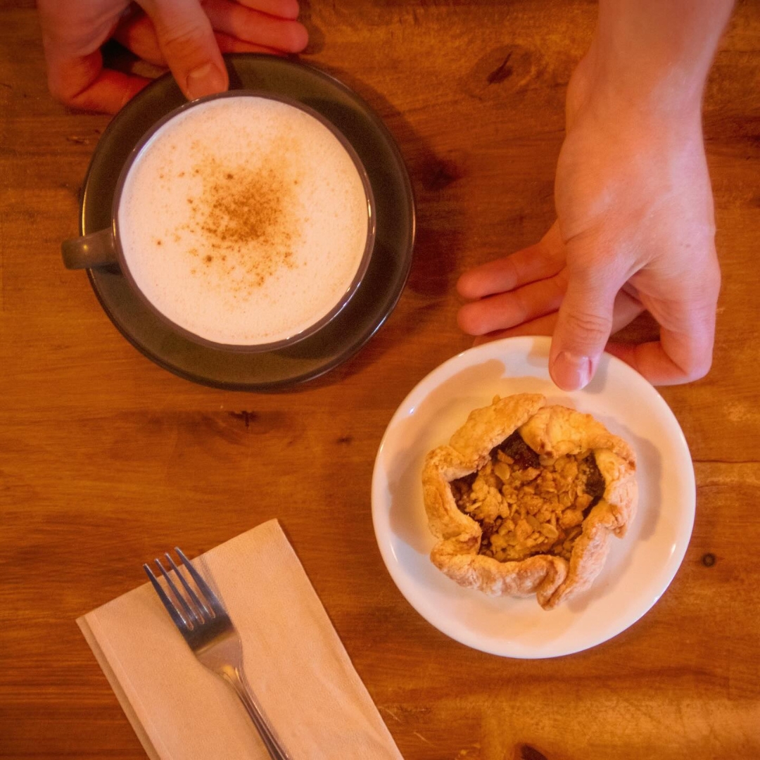 Gingerbread Latte and a baked hand pie