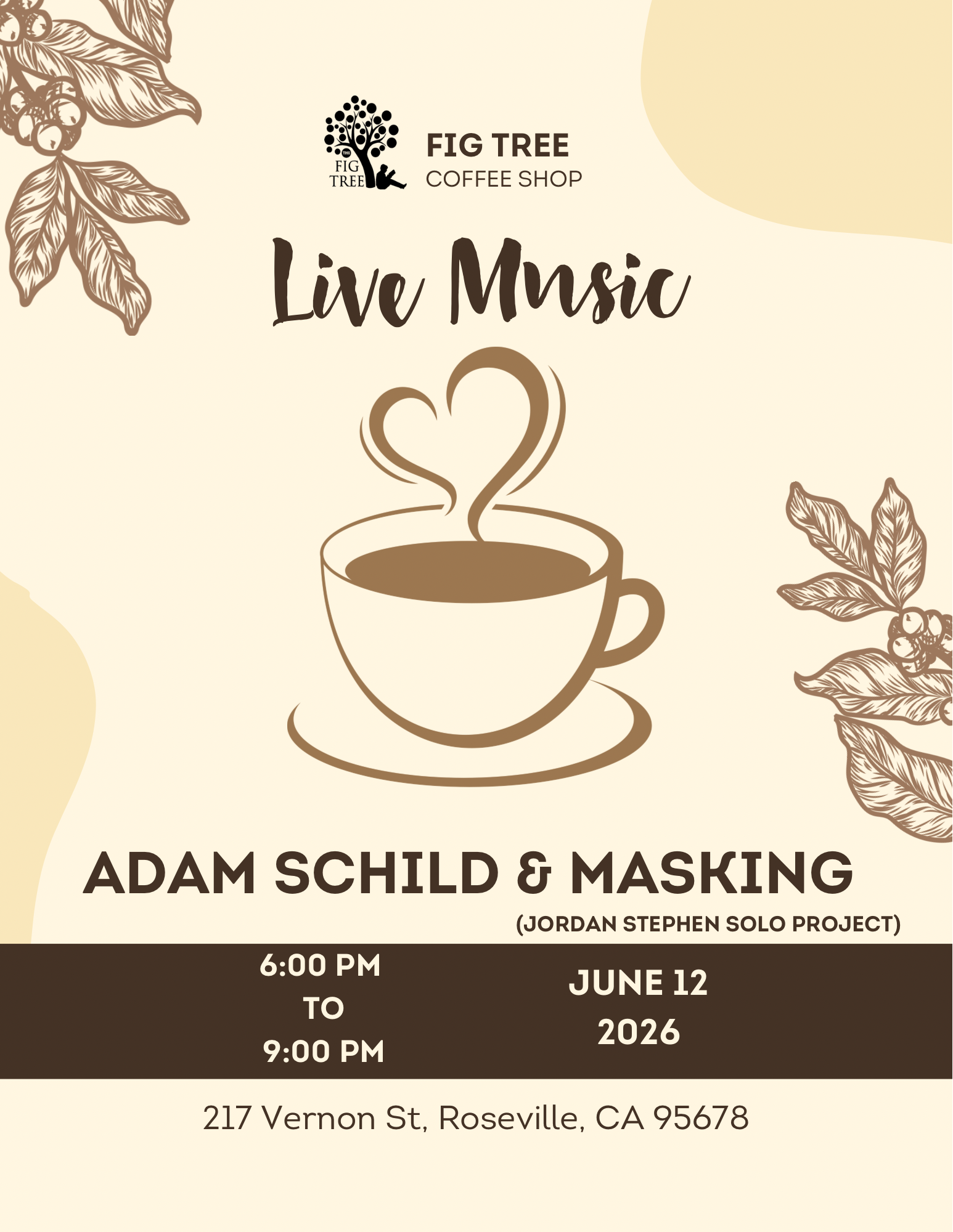 Live music featuring Adam Schild and Masking
